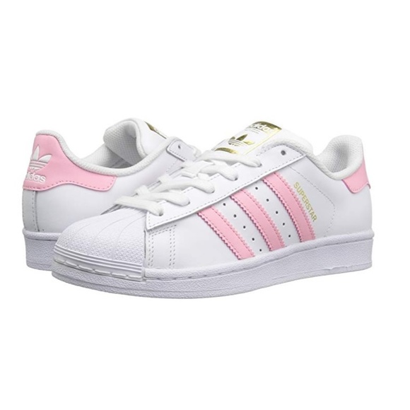 pink and white addidas